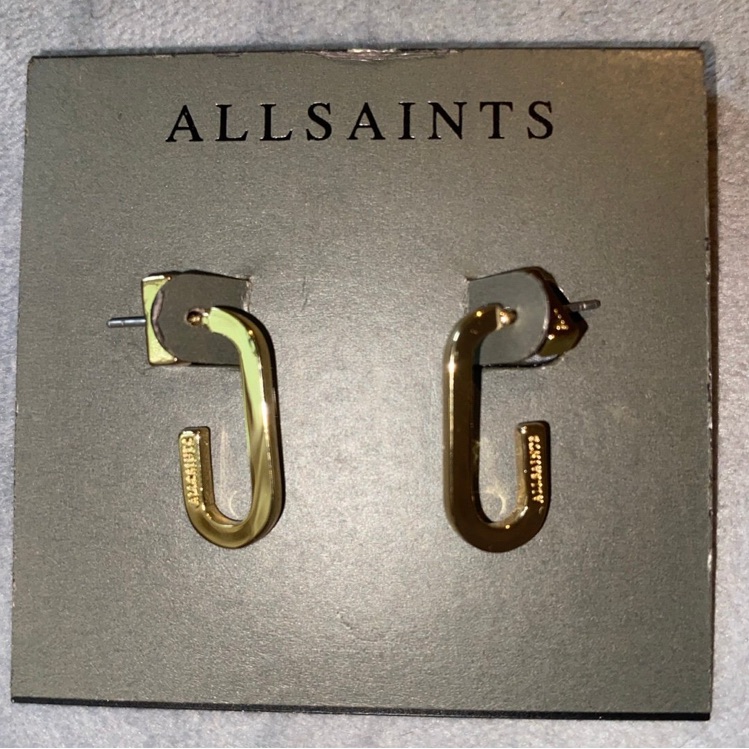Bnwt All Saints Small Open Oval Hoop Earrings In Gold Tone 45$